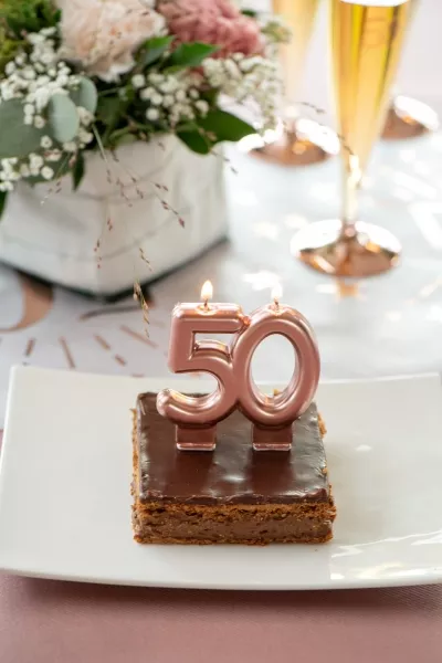 Bougie anniversaire rose gold – 40 ans – Cideal