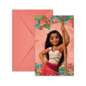 Lot de 6 cartes d’invitation Vaiana avec enveloppes – Disney