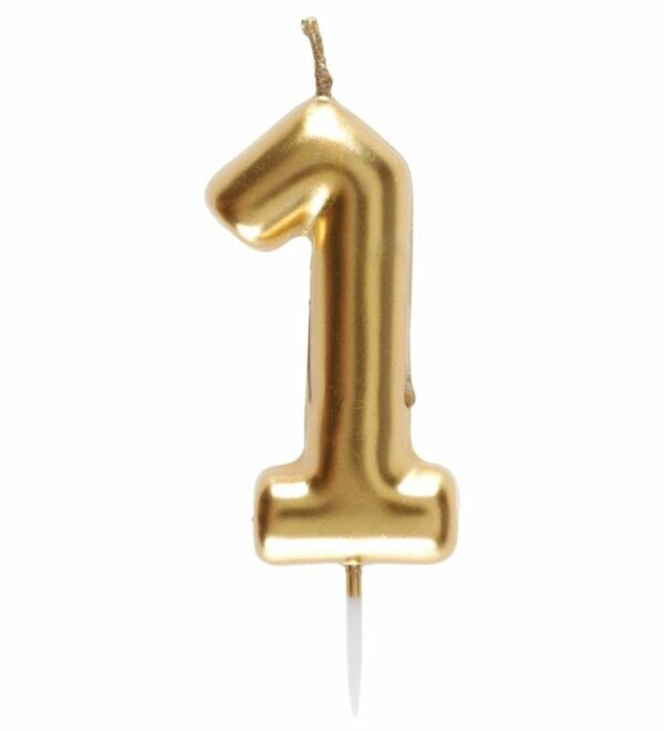 Bougie anniversaire or - chiffre 1