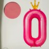 Ballon chiffre en aluminium rose + couronne dorée – Image 2