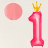 Ballon chiffre en aluminium rose + couronne dorée – Image 3