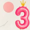 Ballon chiffre en aluminium rose + couronne dorée – Image 5