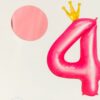 Ballon chiffre en aluminium rose + couronne dorée – Image 6