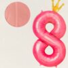 Ballon chiffre en aluminium rose + couronne dorée – Image 9