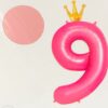 Ballon chiffre en aluminium rose + couronne dorée – Image 10