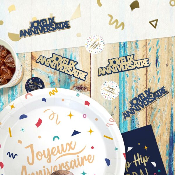 Duo déco de table "Joyeux Anniversaire" - Confettis Party – Image 2
