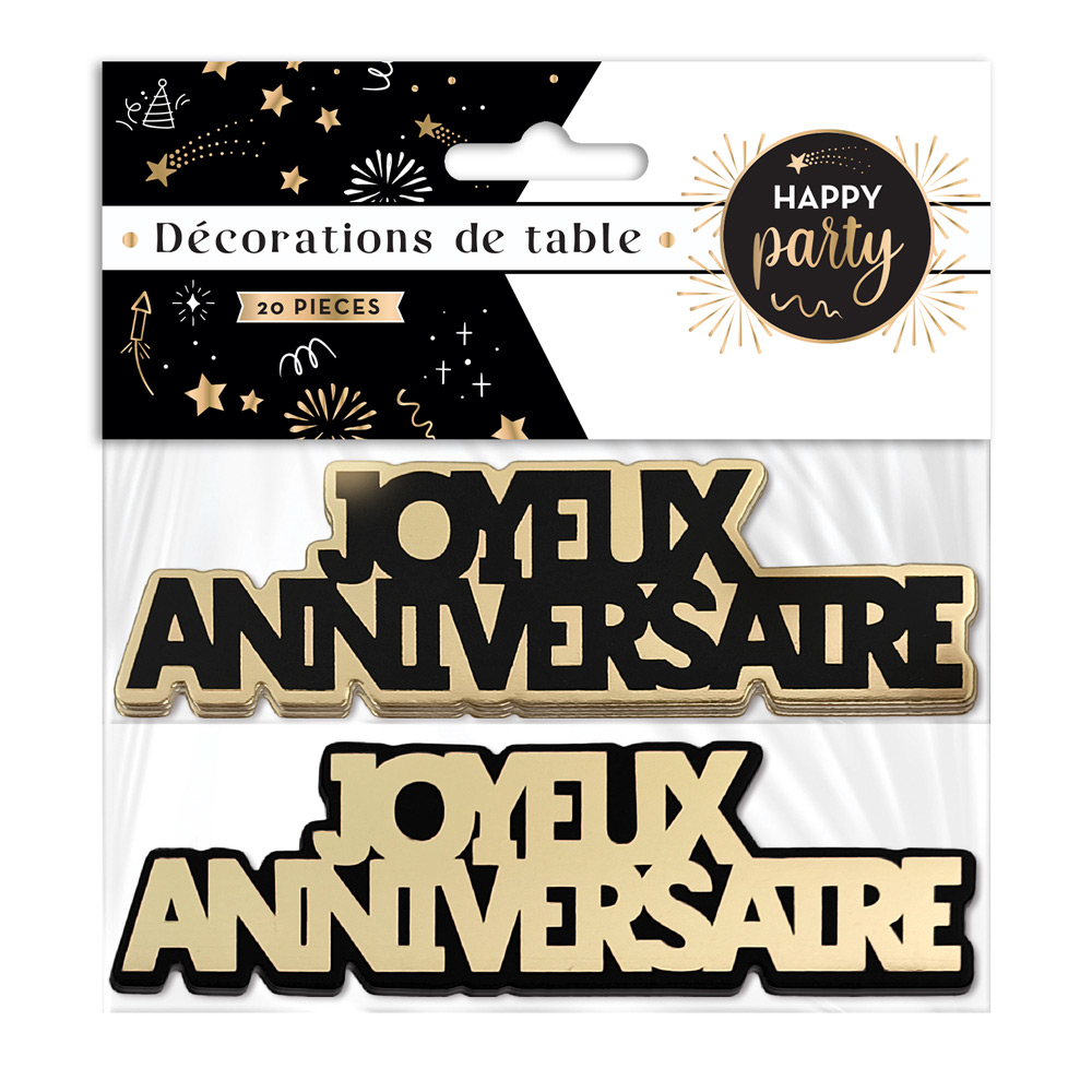 Duo déco de table « Joyeux Anniversaire » – Confettis Party – Cideal