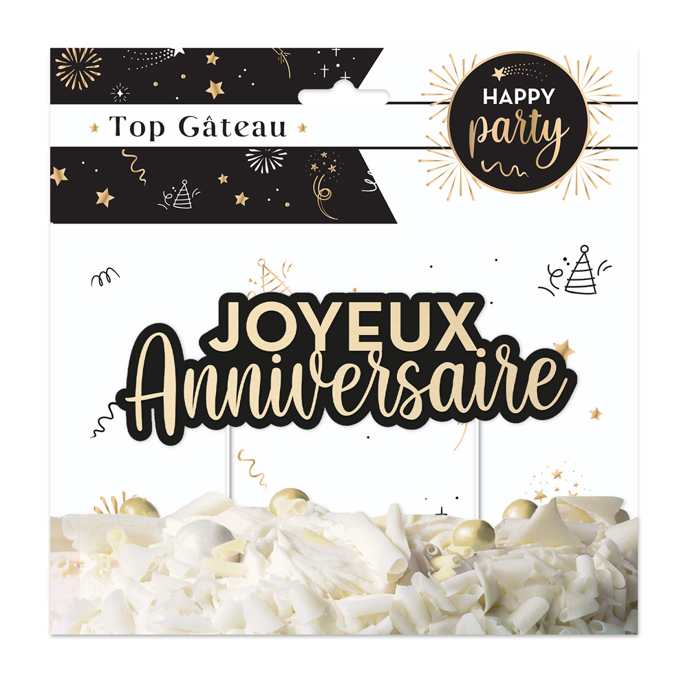 Cake topper « Joyeux anniversaire » – Happy Party – Cideal