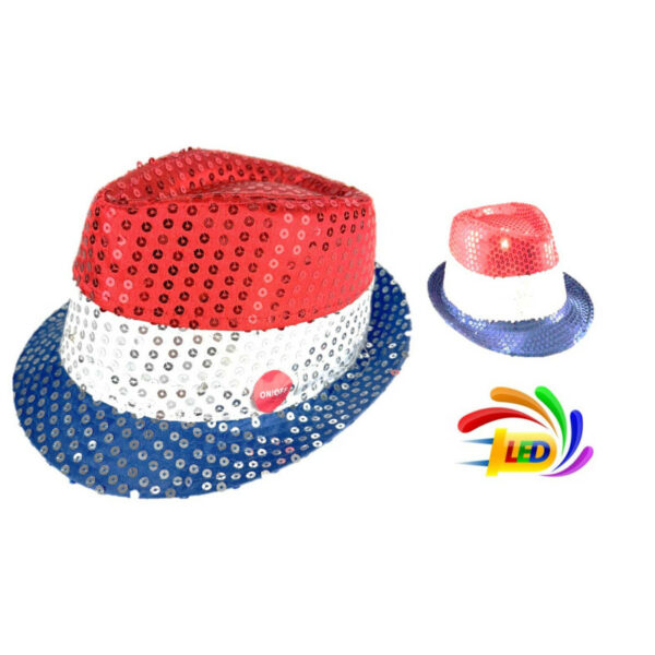 Chapeau LED à paillettes tricolore