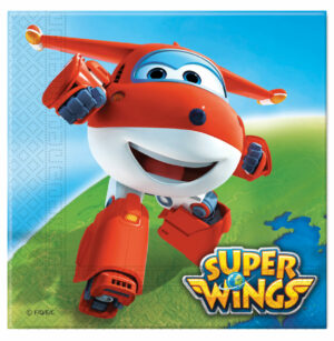 Serviette en papier Super Wings avec Jett volant au-dessus de la planète