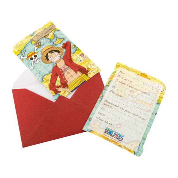 Cartes d’invitation One Piece avec Luffy – lot de 8 avec enveloppes