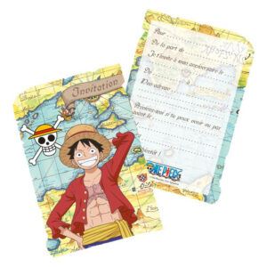 Cartes d’invitation One Piece avec Luffy – lot de 8 avec enveloppes
