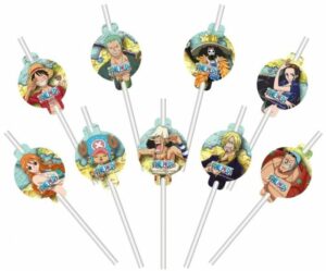 Pailles en papier One Piece avec médaillons personnages – lot de 9