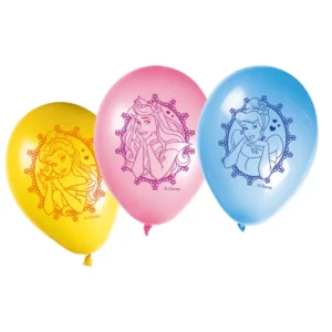Lot de 8 ballons en latex Disney Princesses – Belle, Aurore, Cendrillon – Jaune, rose, bleu