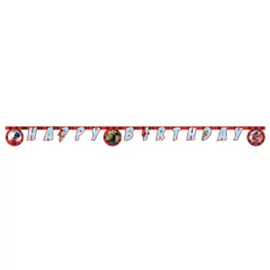 Guirlande "Happy Birthday" Miraculous avec Ladybug et Chat Noir, 2 mètres