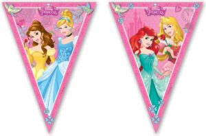 Guirlande en plastique à fanions Disney Princesses avec Ariel, Belle, Cendrillon et Aurore